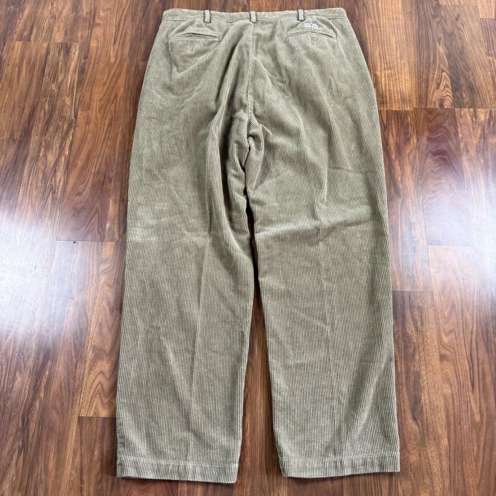 Polo Ralph Lauren Andrew Pant Baggy Wide Leg Corduroy Tan Khaki 40x32 Mens